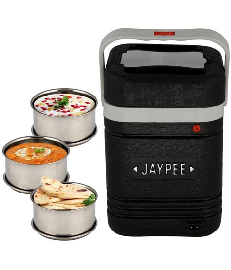 jaypee stainless steel lunch box|Snap Stainless Steel Lunch Box, 700 ml, 3 Piece, Black (Black).